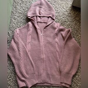 Bohemian style Knit full zip hooded sweater